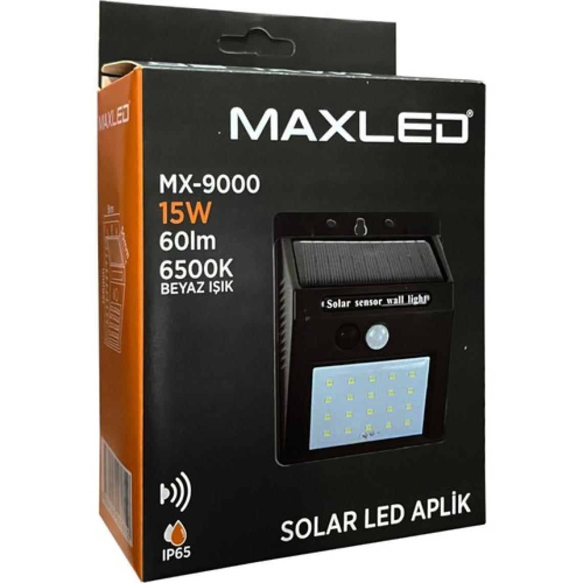 Maxled MX-9000 15W Sensörlü Solar LED Aplik 6500K