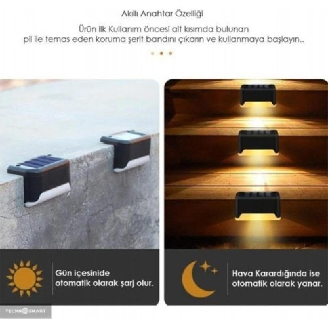 Erltek Solar Güneş Enerjili Köşebent Merdiven Veranda Bahçe LED Lamba 4 Lü Set