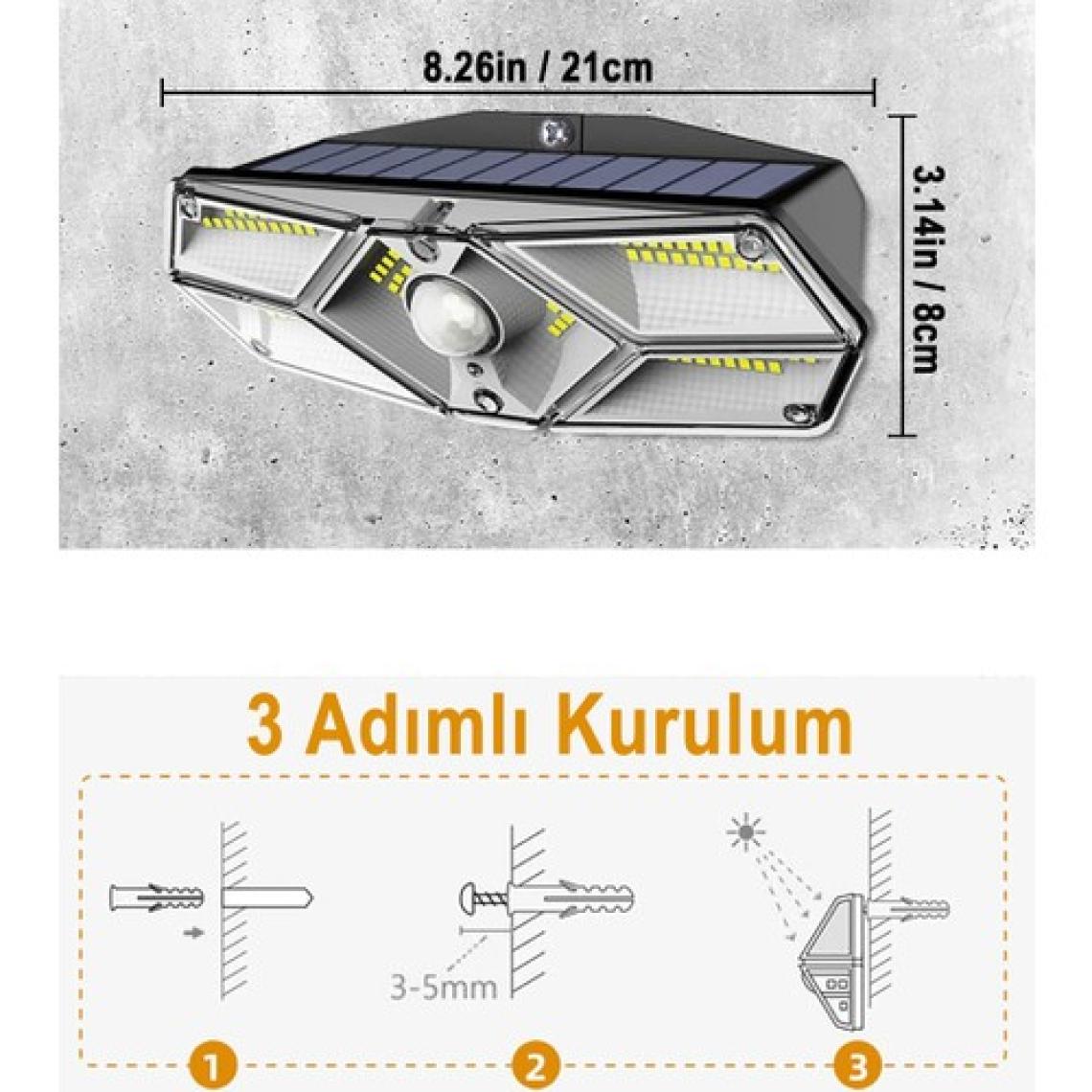 Greentech Güneş Enerjili Hareket Sensörlü, 6 Taraflı 104 Led Aydınlatma / GT-SL13