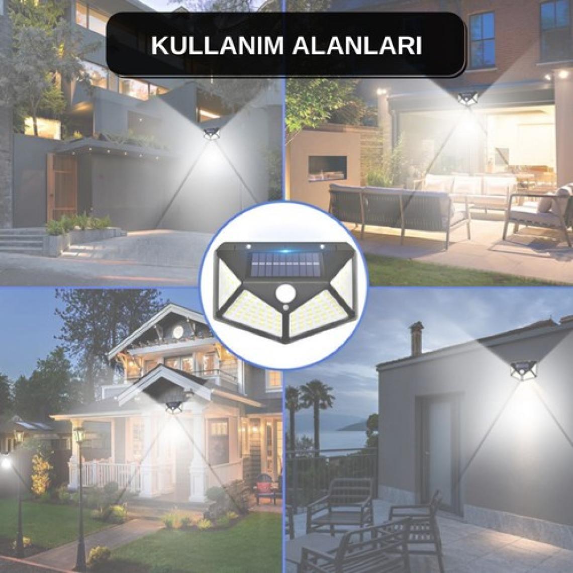 Hangast 100 Ledli Solar Güneş Enerjili Hareket Sensörlü Bahçe Garaj Ev Aydınlatma Lambası