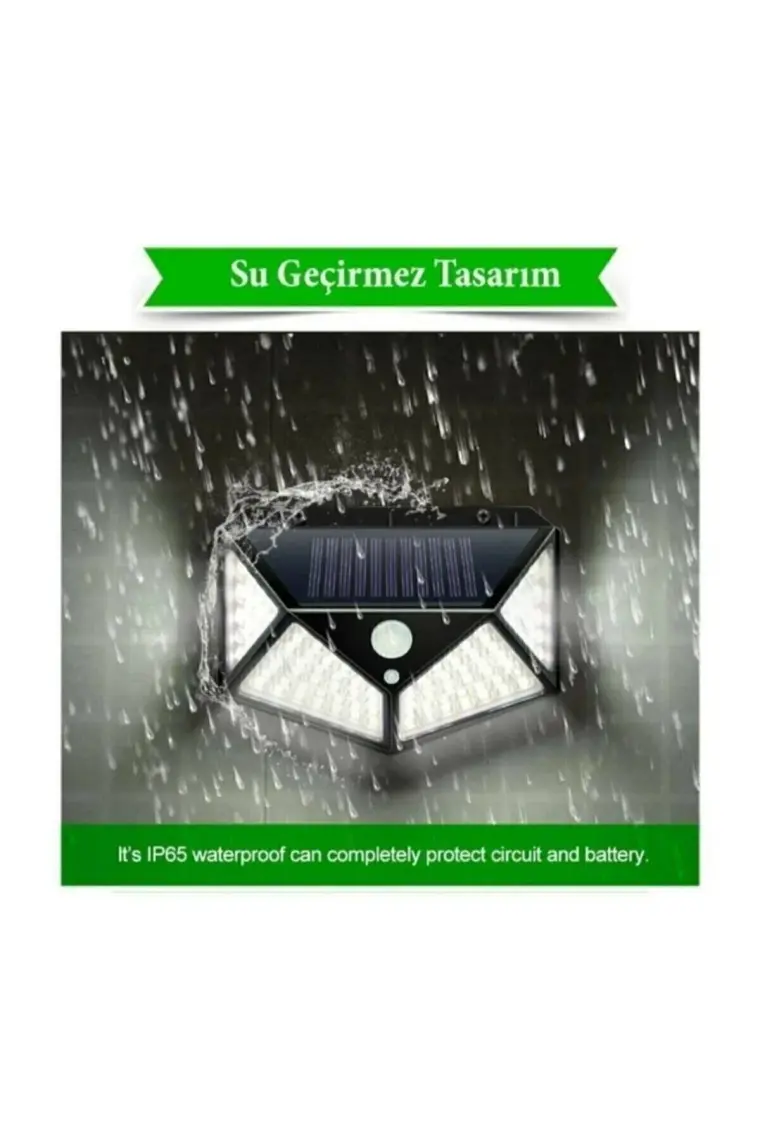 Sge Teknoloji Siyah Solar Güneş Enerjili Hareket Sensörlü 4 Taraflı Bahçe Garaj Ev Aydınlatma Lambası