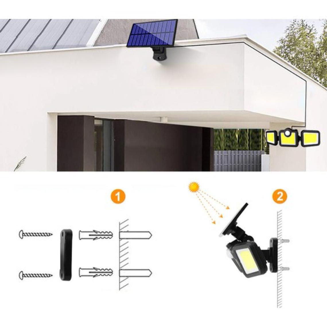 Greentech Güneş Enerjili Hareket Sensörlü, 3 Taraflı 171 Cob Led Aydınlatma / GT-SL15