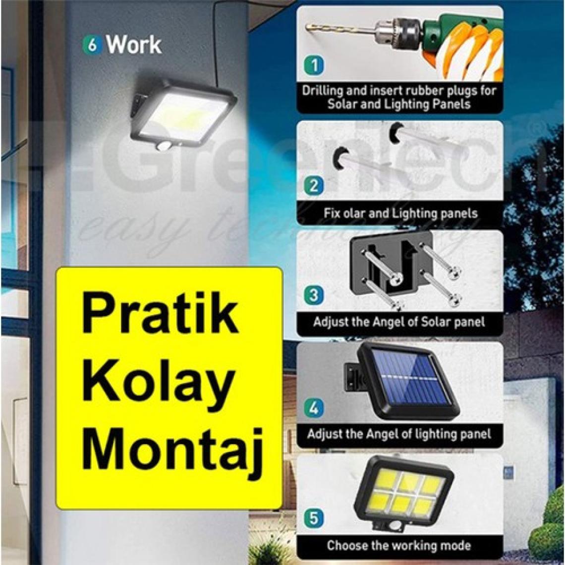 Greentech Güneş Enerjili 120 Cob Led Aydınlatma / GT-SL09N