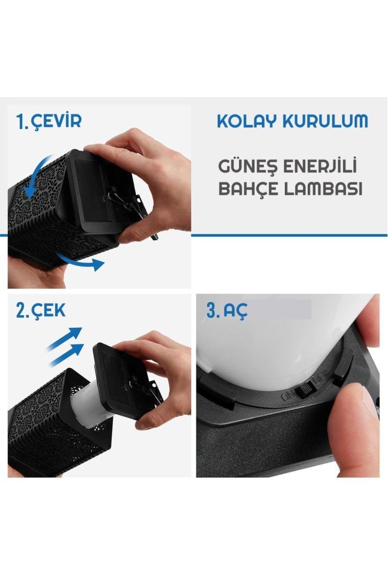UpWay  Güneş Enerjili LED Dekoratif Alevli Fener Su Geçirmez Bahçe Işığı