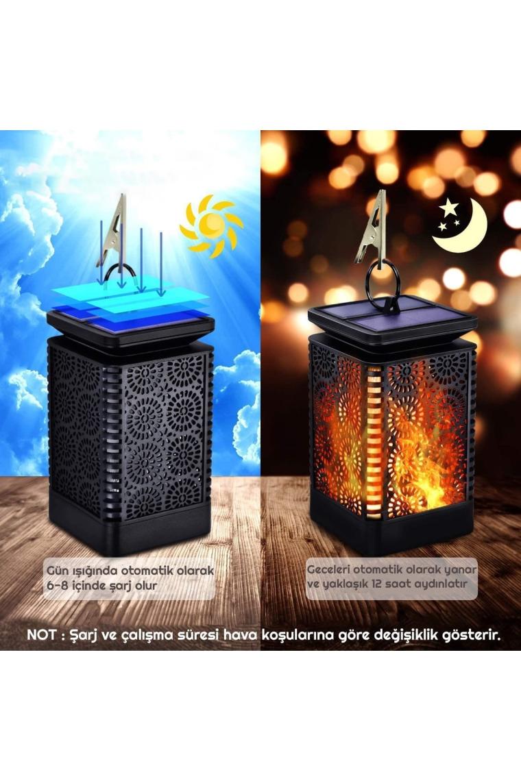 UpWay  Güneş Enerjili LED Dekoratif Alevli Fener Su Geçirmez Bahçe Işığı