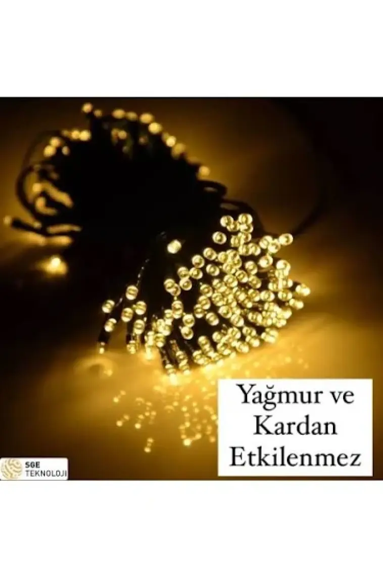 Sge Teknoloji Yeni Yıl Güneş Enerjili 100 Led 12 Metre Sarı Renk Yılbaşı Çam Ağacı Bahçe Aydınlatması Led Işık