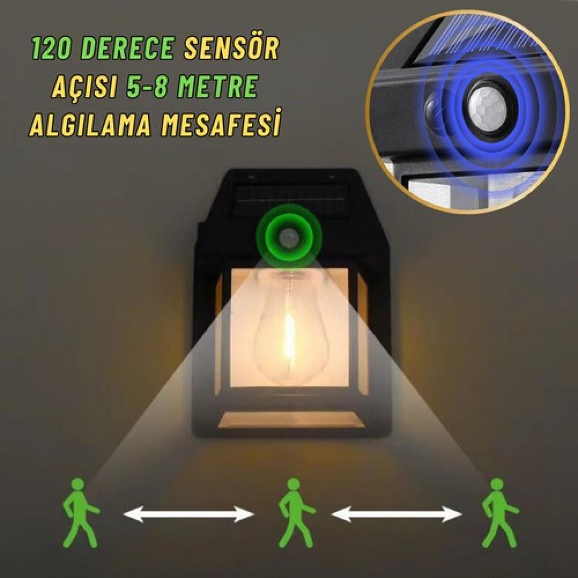 Dekohop Güneş Enerjili Bahçe Aydınlatması 2 Li Paket Aplik Dekor Solar ve Sensörlü Bahçe Balkon ve Garaj Lambası