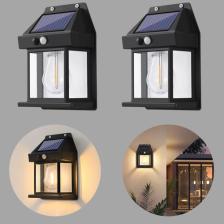 Dekohop Güneş Enerjili Bahçe Aydınlatması 2 Li Paket Aplik Dekor Solar ve Sensörlü Bahçe Balkon ve Garaj Lambası