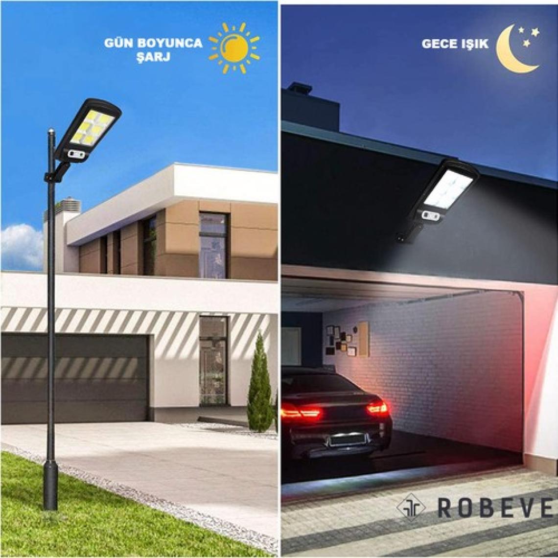 Robeve Solar Güneş Enerjili Bahçe LED Aydınlatma 120 LED Aydınlatma Uzaktan Kumandalı Hareket Sensörlü Gece Sensörlü LED Işık Bahçe LED Aydınlatması Yüksek Işık