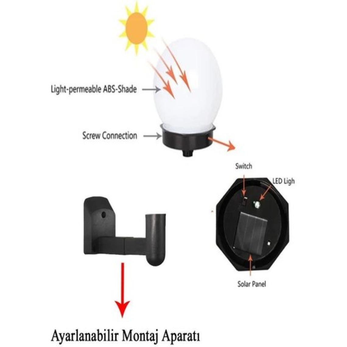 Şahnet Solar Bahçe Lambası Beyaz - Güneş Enerjili Duvar Armatür (3 Adet)