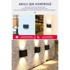 Greathings 2 Adet - Modern 6 Ledli Solar Çift Taraflı Aplik Güneş Enerjili Duvar Aydınlatma Lambası (Gün Işığı)