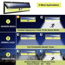 Triline Solar 180 LED Güneş Enerjili Kumandalı 3 Modlu Duvar Lambası