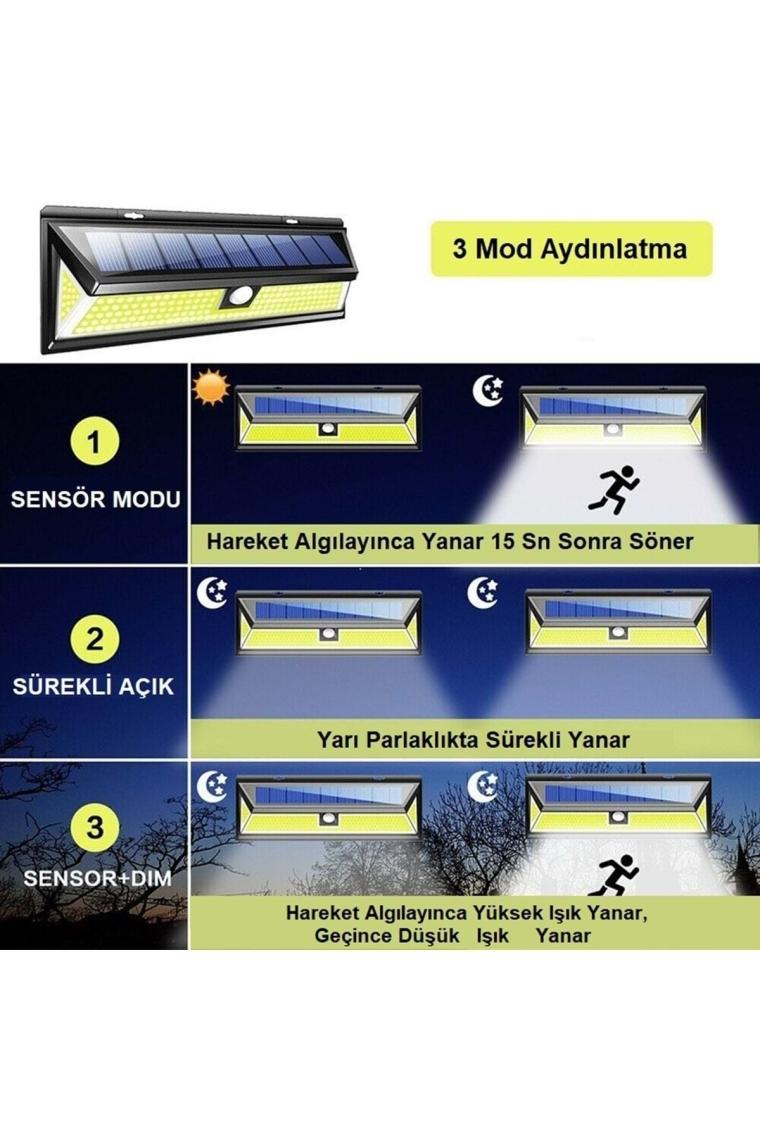 Triline Solar 180 LED Güneş Enerjili Kumandalı 3 Modlu Duvar Lambası