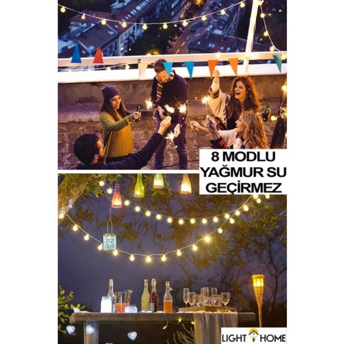 Light Home 50 Led 7 Metre Sarı Opak Solar Led Işık Güneş Enerjili Bahçe Teras Balkon Ağaç Lambası Aydınlatması