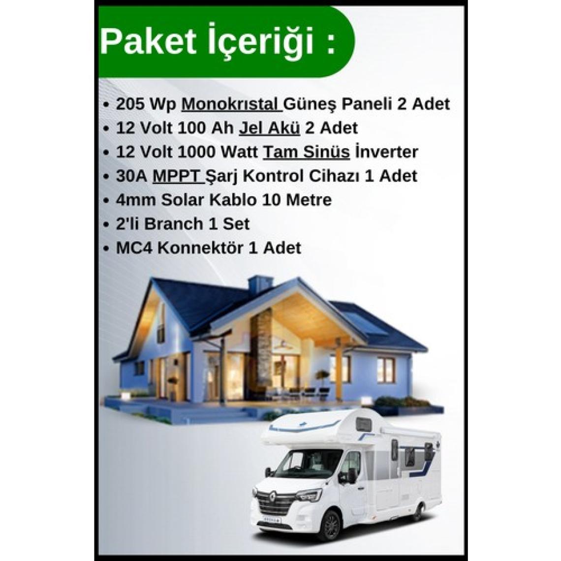 N&D Lighting Bağ Evi Karavan (Mini Buzdolabı + Tv + Aydınlatma) Solar Paket 3 Kwp