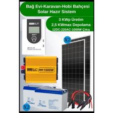N&D Lighting Bağ Evi Karavan (Mini Buzdolabı + Tv + Aydınlatma) Solar Paket 3 Kwp