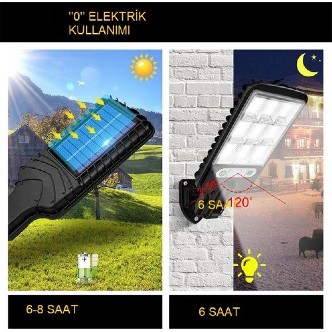 Yenitech 108 LED Solar Güneş Enerjili Bahçe Sokak Aydınlatma Işığı