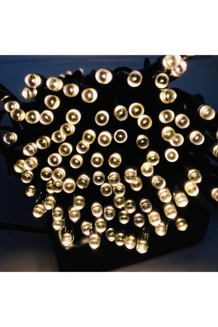 8 Modlu Güneş Enerjili 100 LED 12 Metre Sarı Renk Bahçe Aydınlatması LED Işık