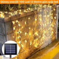 8 Modlu Güneş Enerjili 100 LED 12 Metre Sarı Renk Bahçe Aydınlatması LED Işık