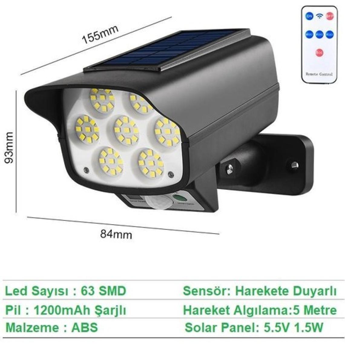 Upway Sahte Kamera Görünümlü Güneş Enerjili 63 LED Solar Lamba Aydınlatma