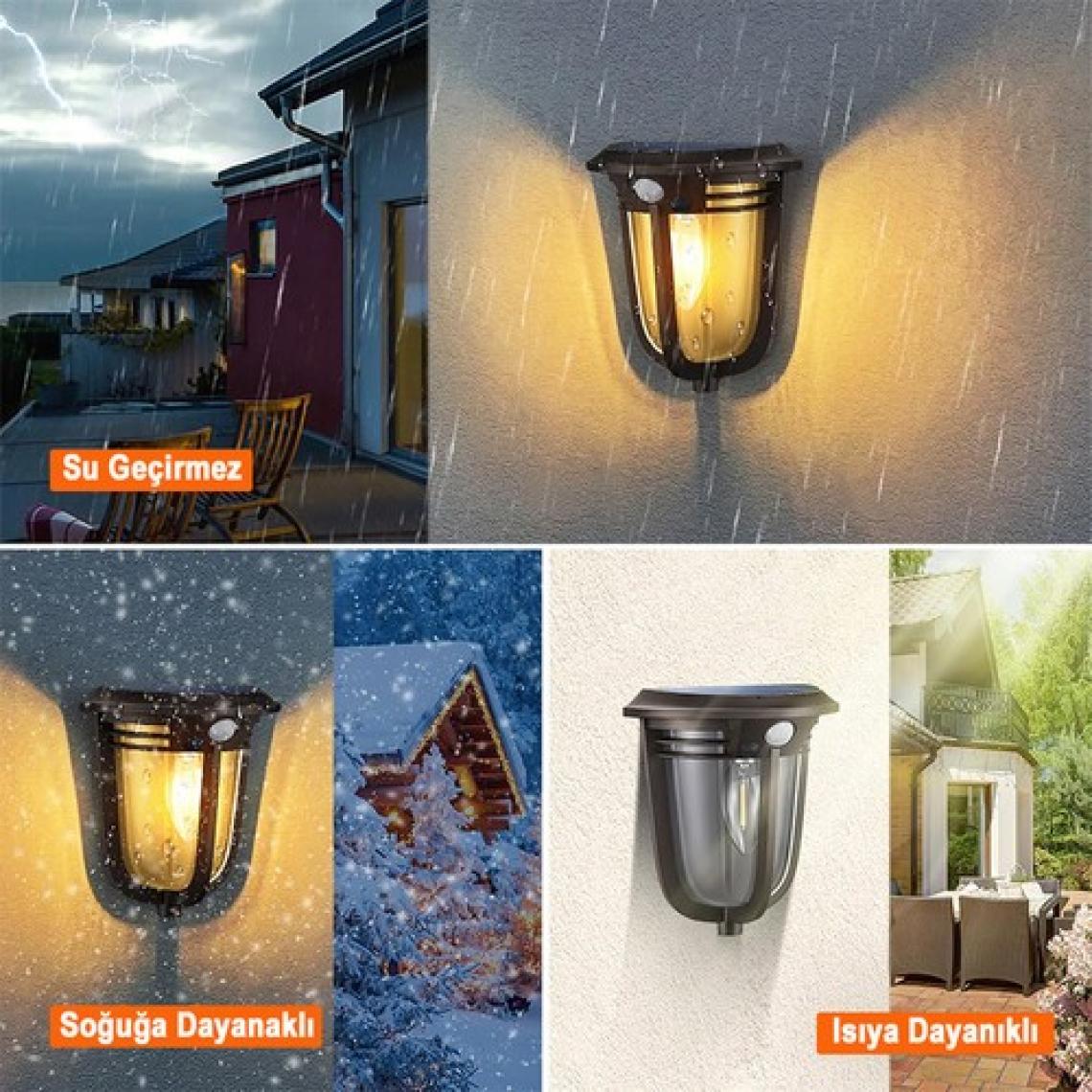 Greentech Güneş Enerjili Hareket Sensörlü, Cob Led Duvar Aplik / GT-SL18