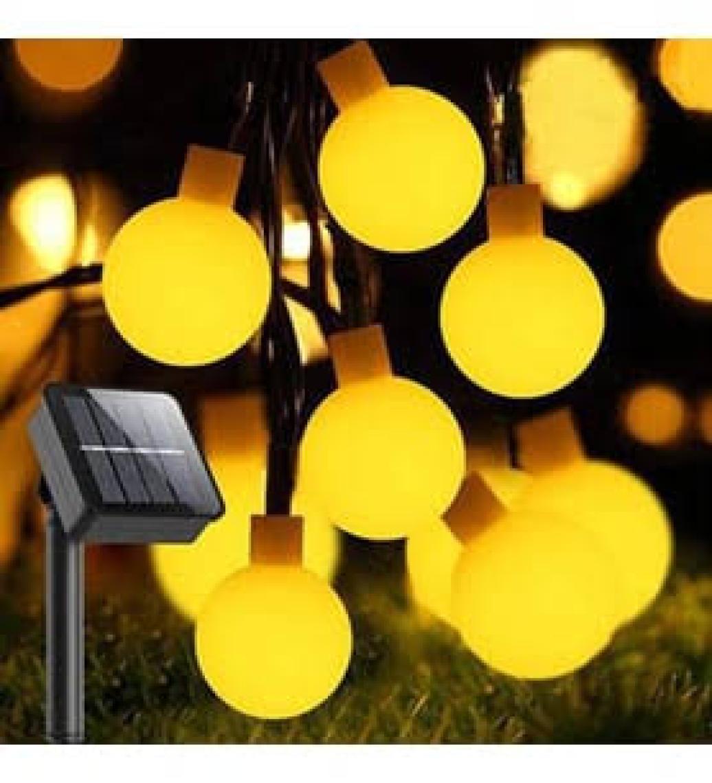 Sge Teknoloji  KRİSTAL  Güneş Enerjili 7 Metre 50 LED Sarı Bahçe Teras Parti Balkon Süsü Aydınlatma Lambası
