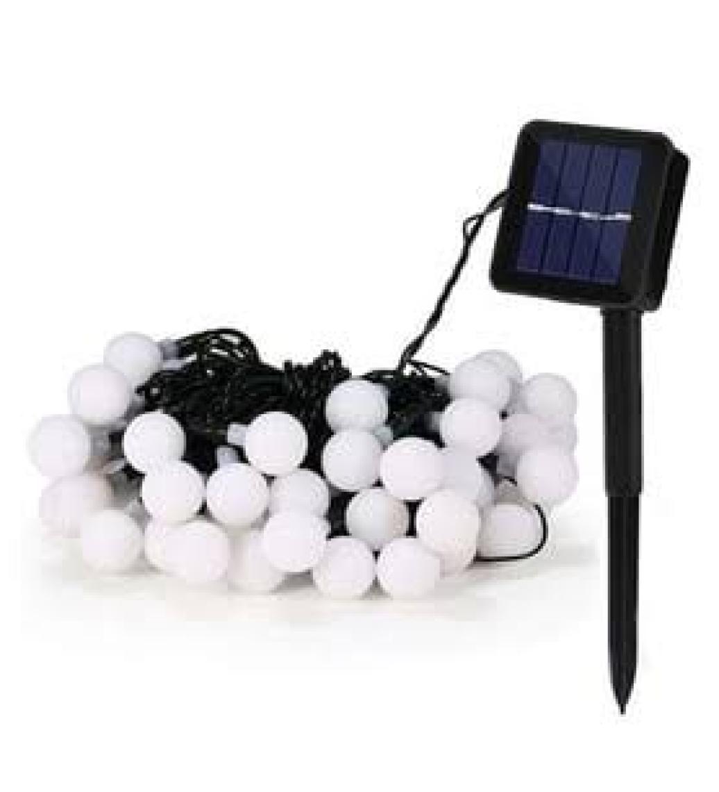 Sge Teknoloji  KRİSTAL  Güneş Enerjili 7 Metre 50 LED Sarı Bahçe Teras Parti Balkon Süsü Aydınlatma Lambası