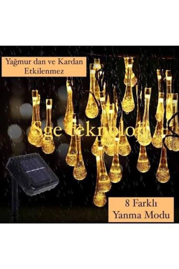 Sge Teknoloji  Teknoloji Güneş Enerjili 30 LED Sarı Renkli Solar Bahçe Aydınlatması LED Lamba Su Damlası