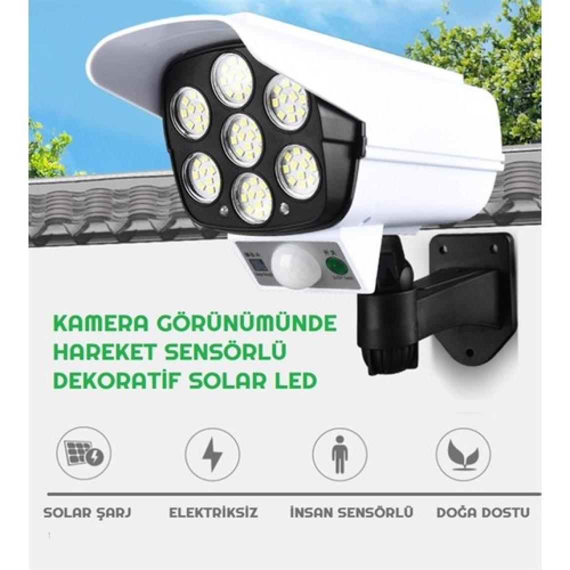 Kamera Görünümlü Hareket  Sensörlü Uzaktan Kumandalı Solar Bahçe Lambası