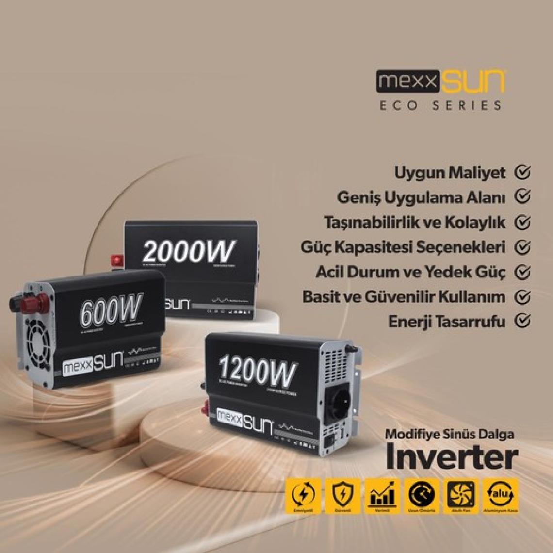 Mexxsun® Modifiye Sinus Inverter 12V 1200W EA9761987