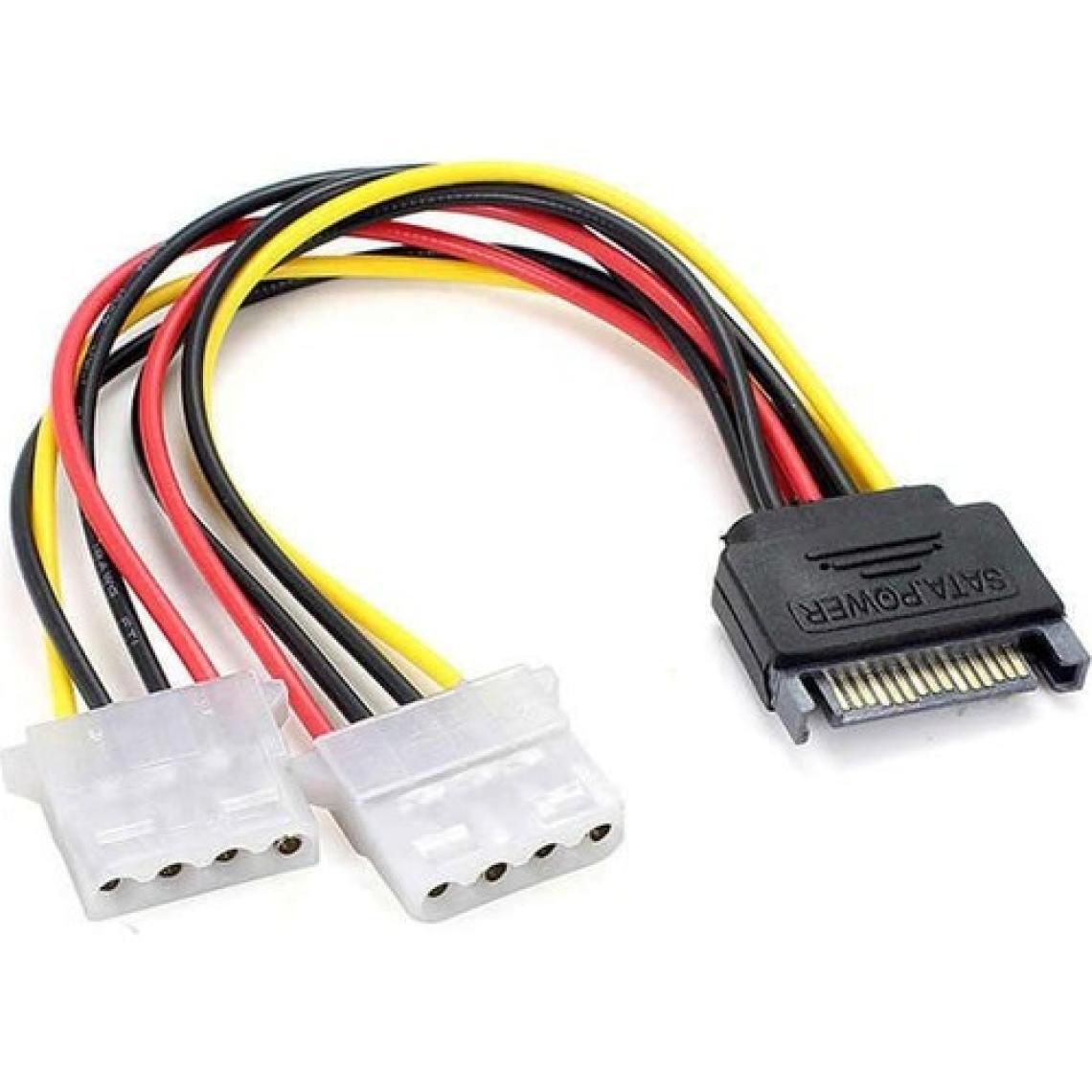Sata 15 Pin Erkek To Molex 4 Pin Dişi Y Power Kablo  Sata 15 Pin Erkek Power To 2x Molex 4 Pin Dişi Y Power Kablo