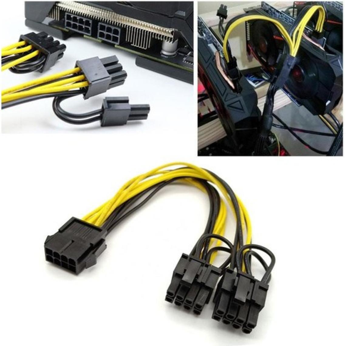 keepro 8 pin PCIE erkek to  6+2 dual PCI-E GPU power kablo