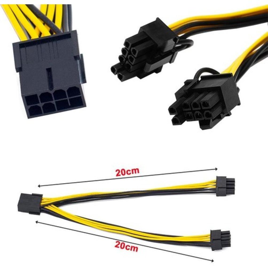 keepro 8 pin PCIE erkek to  6+2 dual PCI-E GPU power kablo