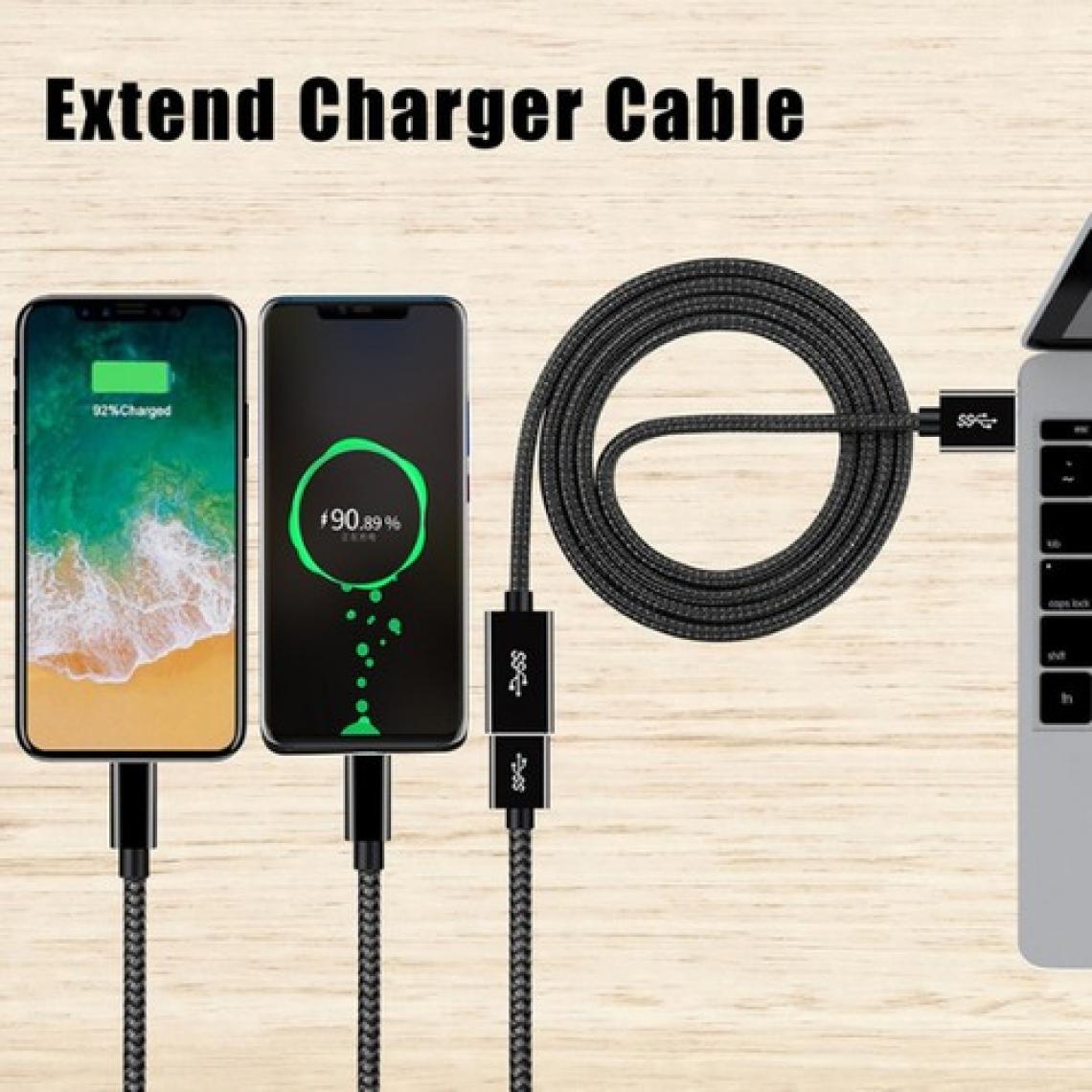 Livx Rope 5gbps Hızlı Veri Aktarımı USB 3.0 Erkek Dişi Uzatma Kablosu Halat Örgülü 2 Metre