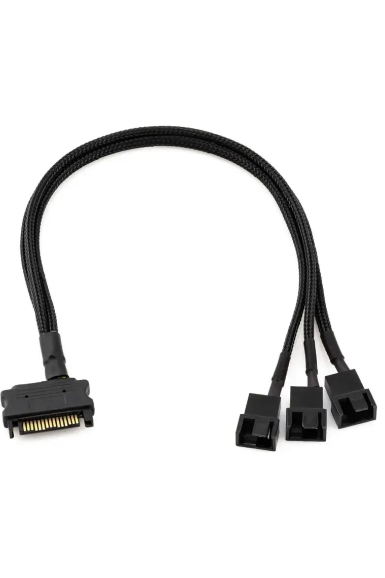 Alfais 4597 Sata Power To Fan Çevirici 3 Port Y Pin Pwm Çoklayıcı Splitter Fan Kablosu