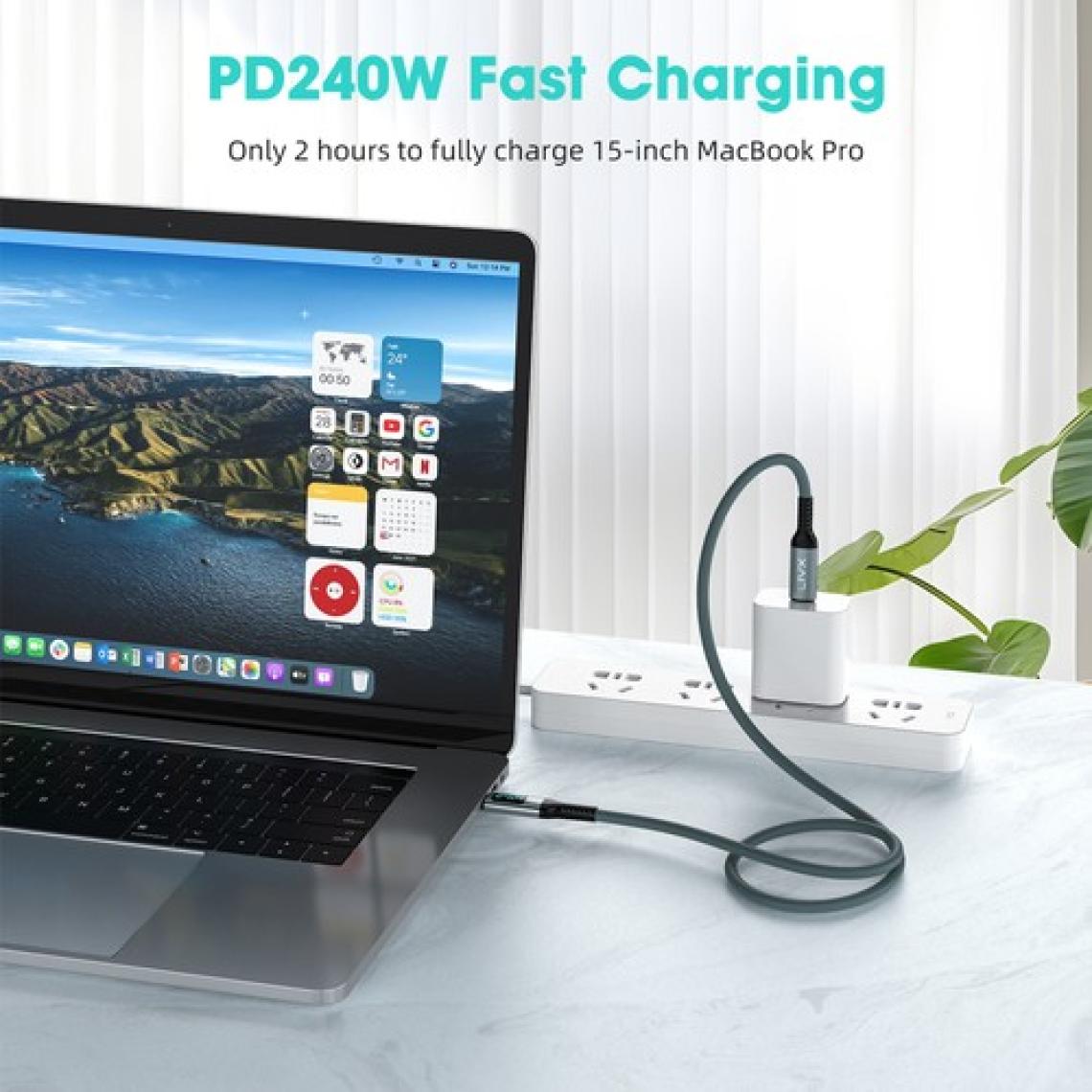 Livx Thunderbolt 4 Type C To Type C 240W Hızlı Şarj 8K@60Hz Görüntü Aktarımı 40GBPS Veri Transferi Pd3.1 Dijital Göstergeli 1,5 Metre Örgülü Kablo Ard-01