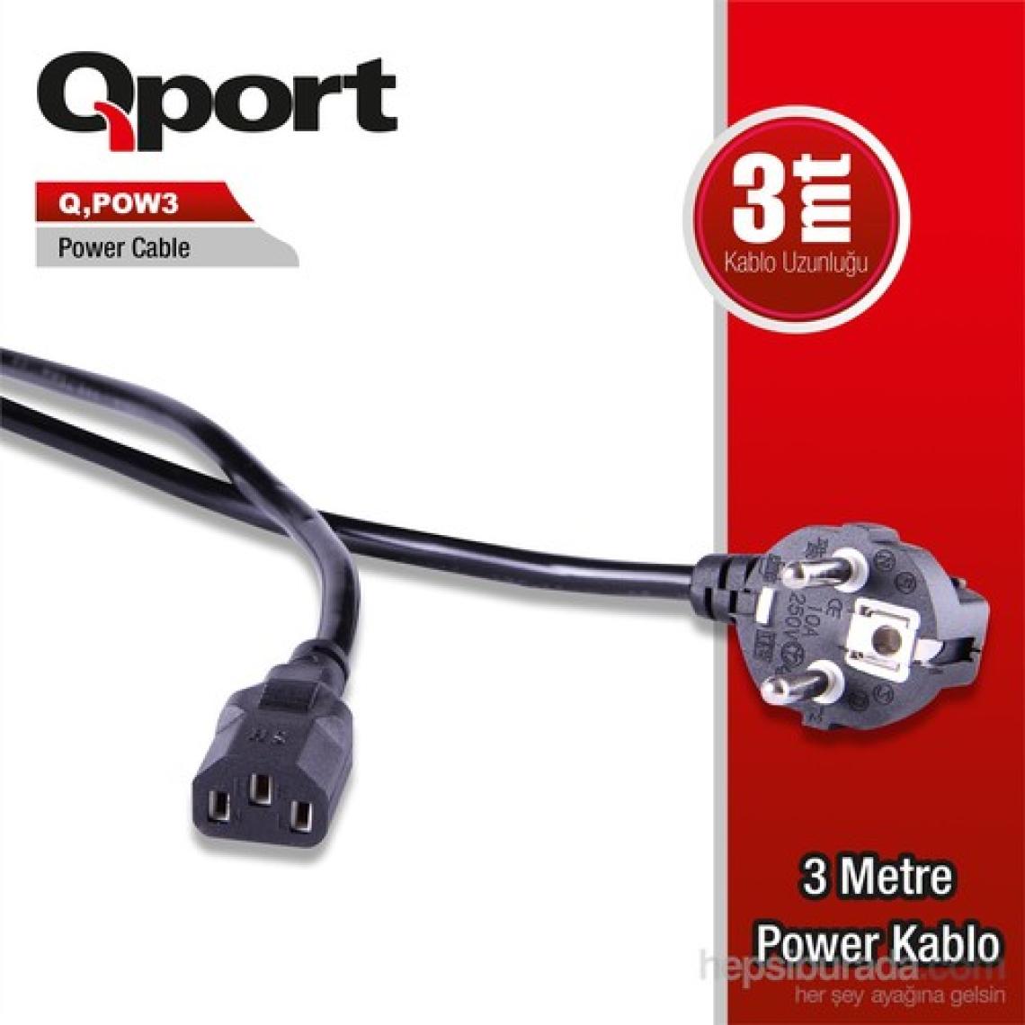 Qport POW3 3 M PC Güç Kablosu (Q-POW3)