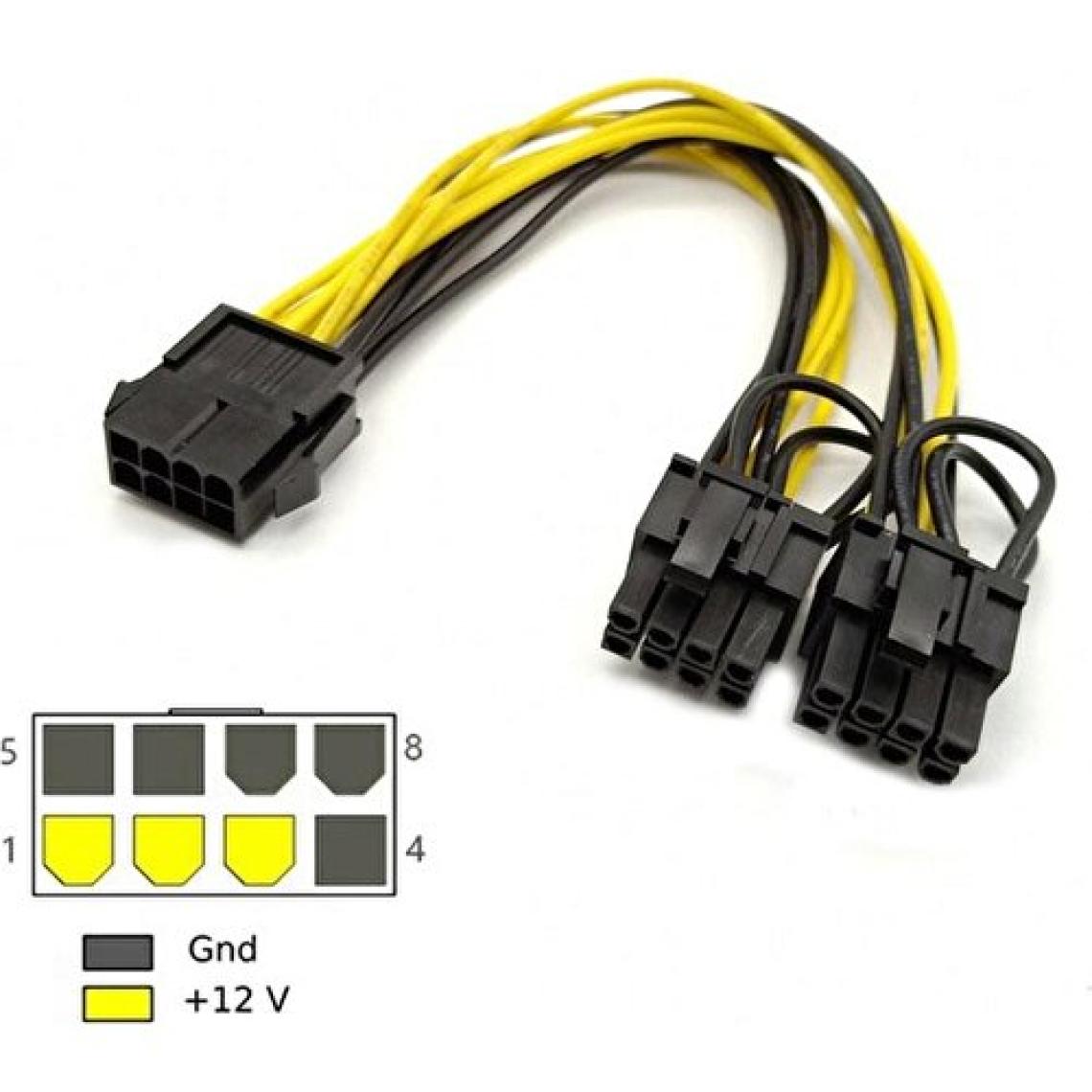 keepro 8 pin PCIE erkek to  6+2 dual PCI-E GPU power kablo