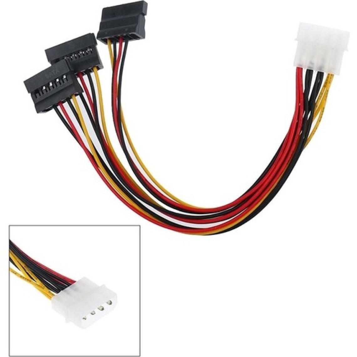 Alfais 5101 Üçlü 3 Port Ide Molex Sata Power HDD 4 Pin Güç Kablosu