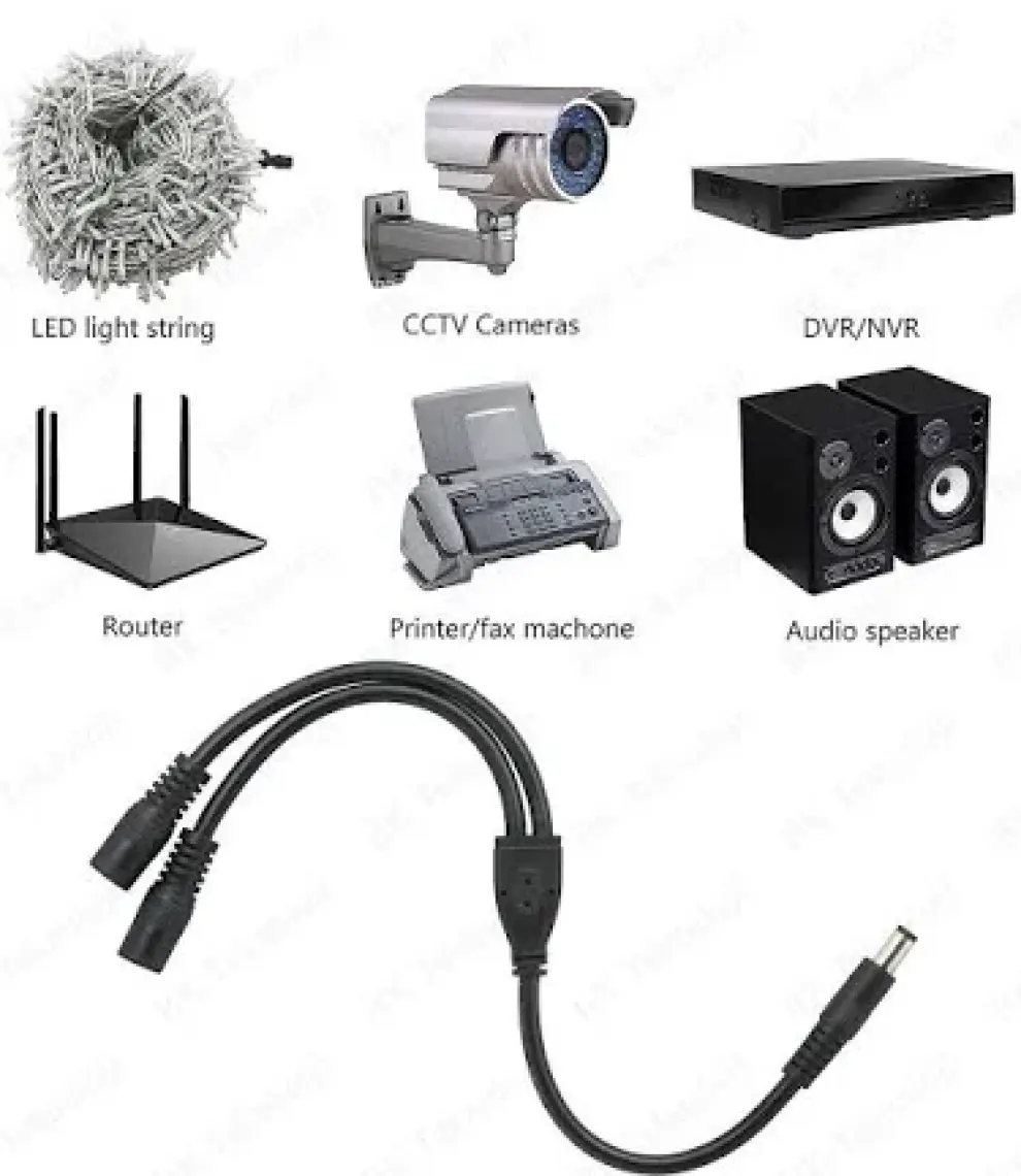 BK Teknoloji Dc Güç 5.5x2.1mm 1 Erkek - 2 Dişi Çoklayıcı Kablo Cctv