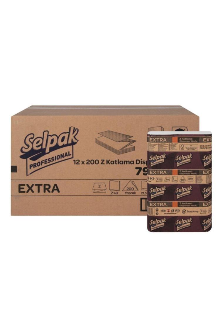 Extra Z Katlama Kağıt Havlu Çift Katlı 21.5 X 24 Cm 200 Yaprak - 12 Paket