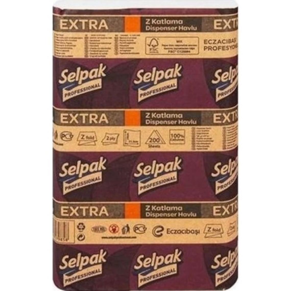 Selpak Extra Z Katlama Dispenser Havlu 200'lü 24 Paket  21.5 x 24 cm 2 Koli