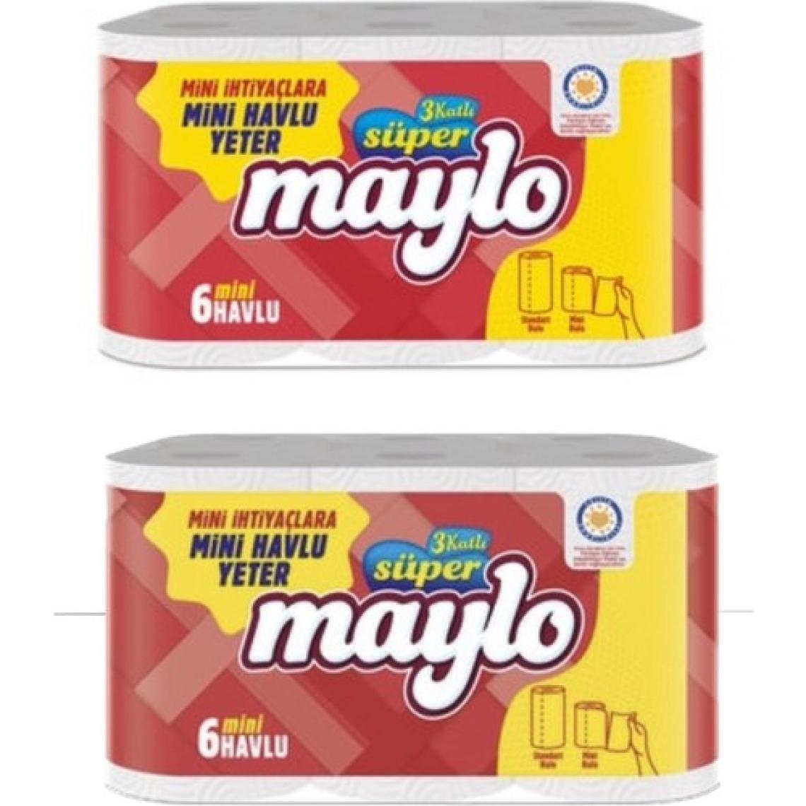 Maylo Mini Kağıt Havlu 3 Katlı 6'lı 2 Paket 12 Rulo