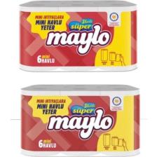 Maylo Mini Kağıt Havlu 3 Katlı 6'lı 2 Paket 12 Rulo