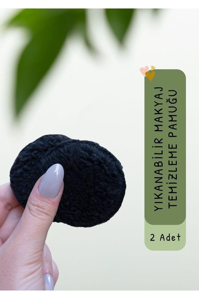 Hatish Yıkanabilir Makyaj Temizleme Pamuğu 2 Adet Siyah