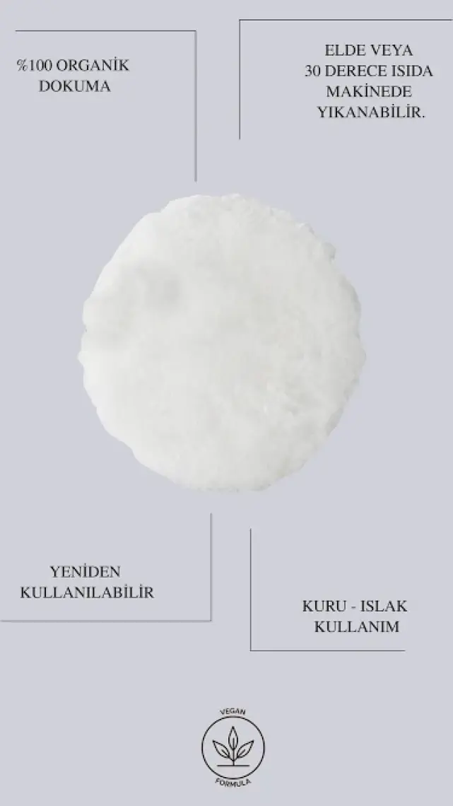 Clara Hygienics Yeniden Kullanılabilir %100 Organik Pamuk Yıkanabilir Makyaj Temizleme Pedi 3 Adet