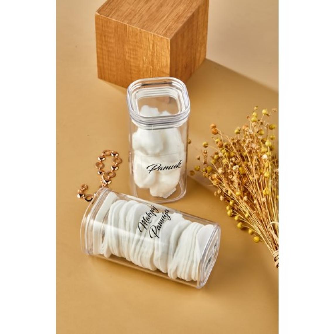 Fbz Home 2'li Akrilik Şeffaf Etiketli Pamukluk Makyaj Pamuğu % Pamuk 250ML