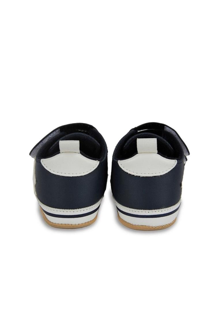First Step Beyaz Yıldızlı Lacivert Erkek Bebek Cırt Cırtlı Patik AYAKKABI-G-2352