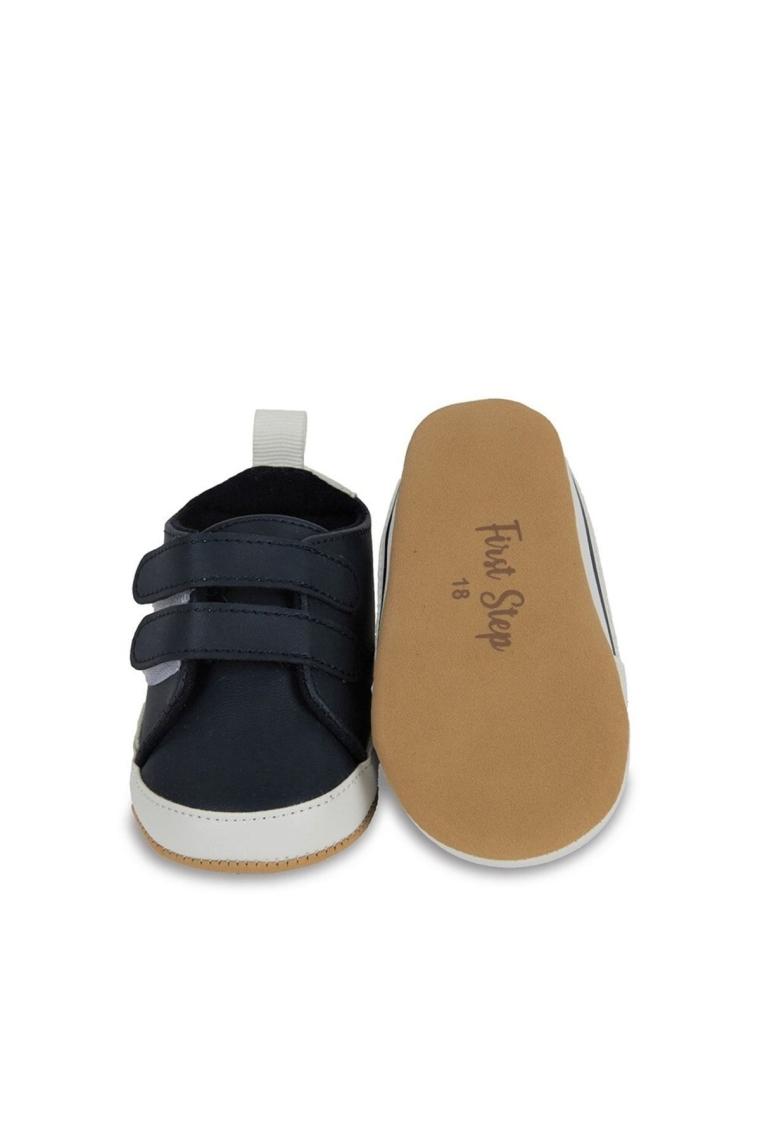 First Step Beyaz Yıldızlı Lacivert Erkek Bebek Cırt Cırtlı Patik AYAKKABI-G-2352