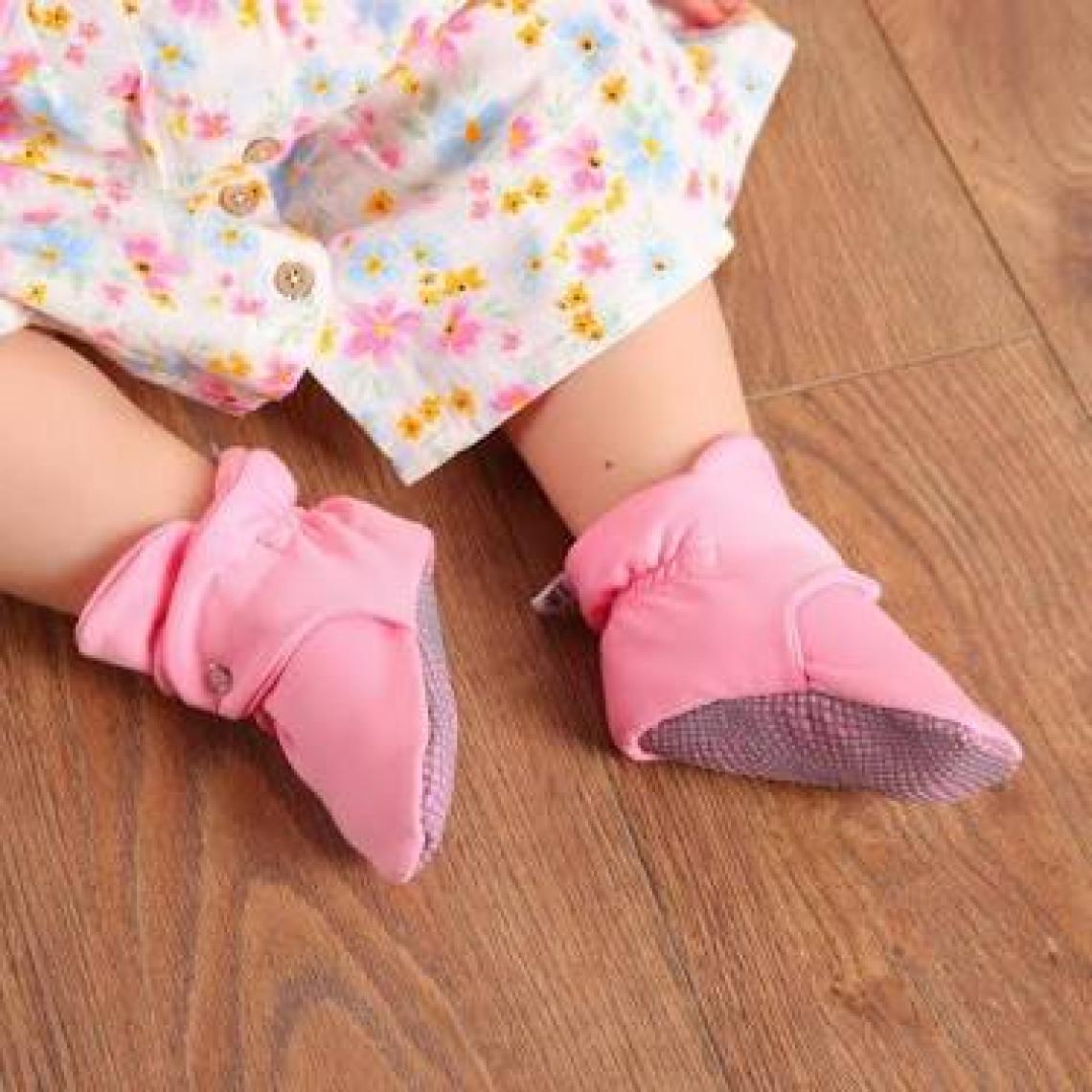 Ella Bonna Organik Pamuk Bebek Pandufu, Kaydırmaz Taban, Yenidoğan Patiği, Ev Kreş Ayakkabısı, Pembe